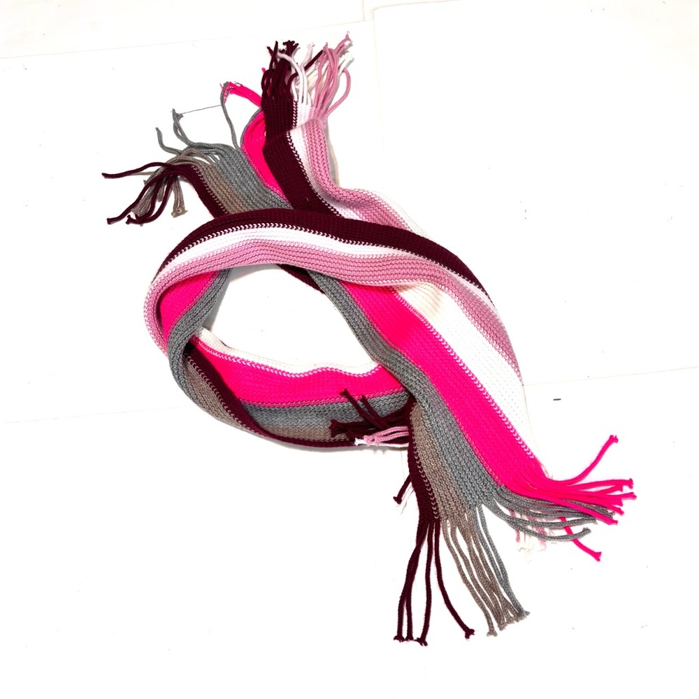 Joe Boxer Pink, Gray, and White Striped Scarf